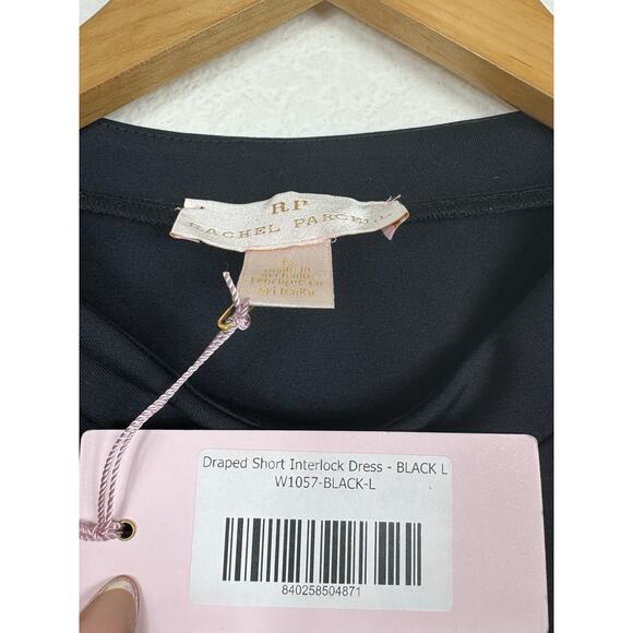 Rachel Parcell Black Draped Interlock Minidress Size Large NWT Cocktail Stretch - Picture 5 of 13